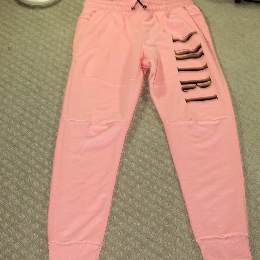 2pc Amiri Logo Womens Sz S Peachy Pink Sweats Outfit Hoodie & Pants